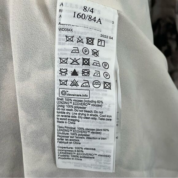 NWT All Saints Amara Laertes Midi Dress Size 4 Ecru Leopard Print Long Sleeve - Picture 11 of 11